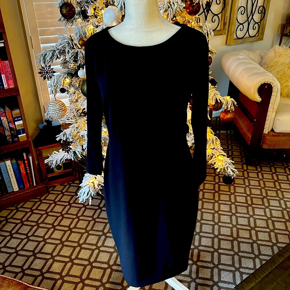 Calvin Klein black sheath.